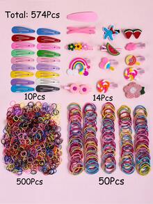 1178pcs Girls Hair Accessories Set, Includes Various Hair Ties, Bow Hair Clips, Small Flower Hair Claws, Suitable For Daily Wear, Great Gift For Friends - Multicolor - View 10