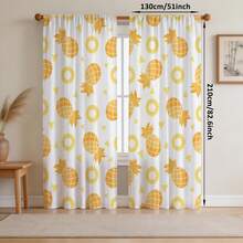 2片装 52英寸宽 * 84英寸长 菠萝印花遮光窗帘，热带水果主题卧室窗帘及客厅窗帘，杆袋式遮光窗帘 - 彩色 - 查看 13