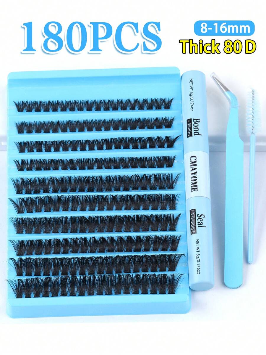 这款180/200片装睫毛嫁接套装（80D+40D）包含假睫毛、胶水和工具，让您在家轻松打造专业级美睫效果。这款专业睫毛嫁接套装助您在家轻松拥有沙龙级美睫。套装包含：DIY仿貂毛假睫毛、强力胶水和精密工具。