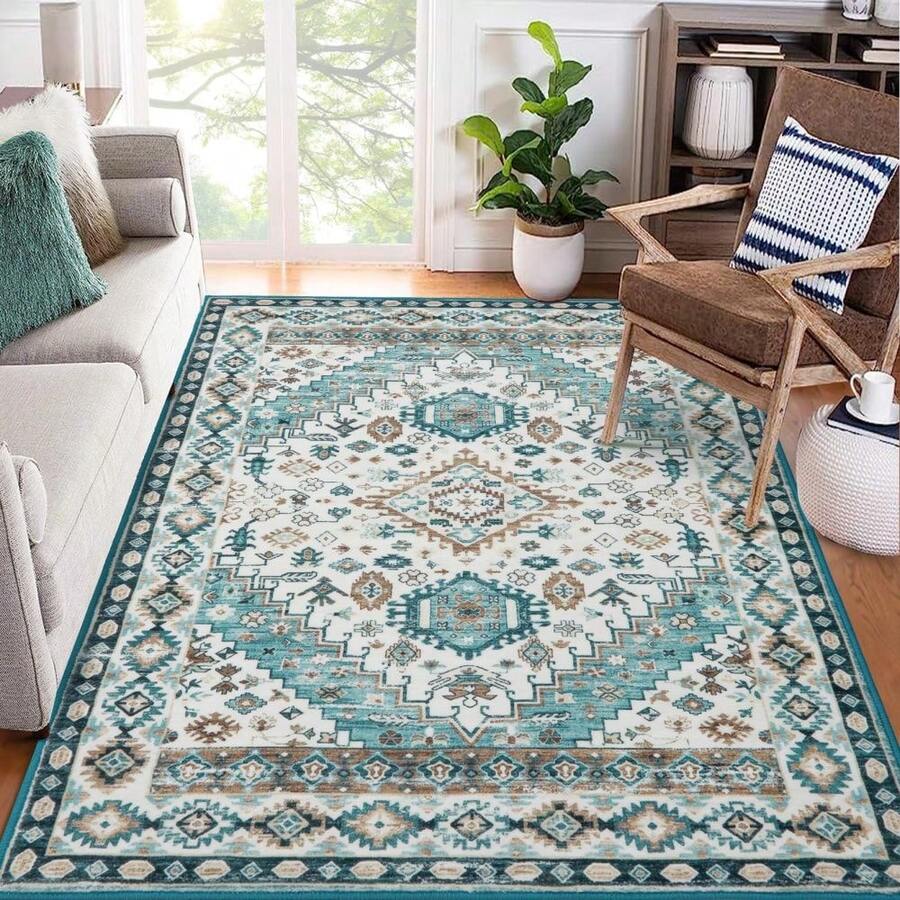Area Rugs, Vintage Hallway Rug Machine Washable Area Rug Low Pile Rugs Non-Slip Non-Shedding Rug Print Floor Carpet Folable Rug For Bedroom Kitchen Home Decor - 深綠色-120*170公分 德國 - 查看 1