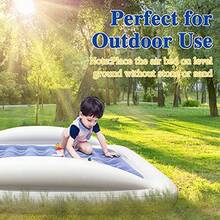 Juego de colchón de aire inflable para niños cama de viaje para niños cama de dormir portátil con rieles de  y bomba eléctrica ideal para viajes por carretera camping fiestas de pijamas - Azul - Ver 7