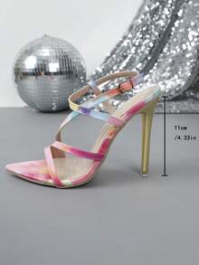 女士时尚尖头细高跟凉鞋 - 粉色 - 查看 3