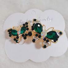 1 Cặp kẹp tóc mái đính đá kiểu retro, phụ kiện tóc hình bướm đính đá dễ thương. - Nhiều màu - Xem 7