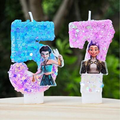 Hasbro New K-Pop Devil Hunters Theme Candle Number 1-7 Birthday Party Cake Decoration Cartoon Supplies Gifts