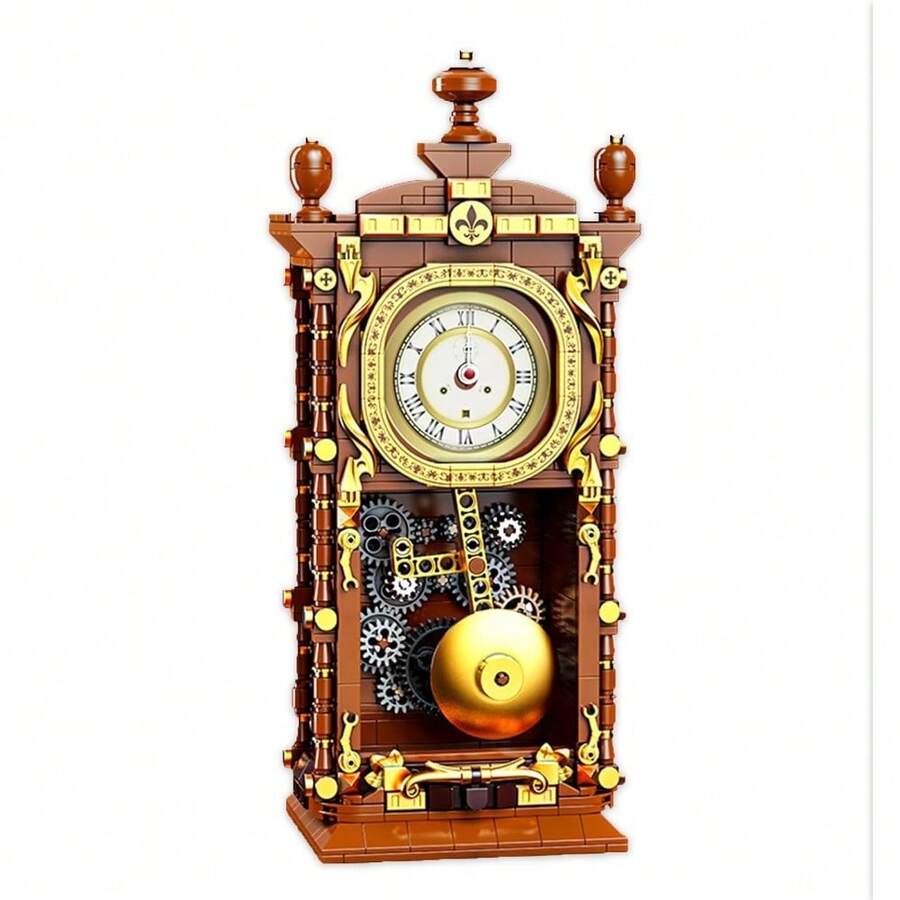 Shoze Retro Clock 3D Wooden Puzzle With Real Clock Function & Link Mechanical DIY Building Set Unique Home Decoration Gift For Adults - 預設 - 查看 1