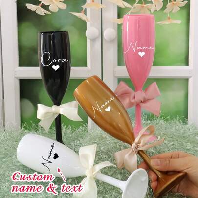 Bộ ly sâm panh bốn màu thắt nơ A2, ly sâm panh khắc tên theo yêu cầu, ly rượu vang thanh lịch cá nhân hóa, ly rượu vang tùy chỉnh cho các dịp lễ kỷ niệm, đám cưới, kỷ niệm ngày cưới và tiệc tùng, ly kỷ niệm tùy chỉnh, trang trí nơ.