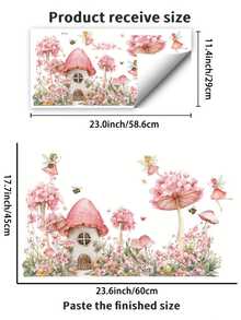 1pc Colorful Flower & Mushroom Elf Window Sticker, Creative Warm Window Decor For Living Room, Bathroom Glass Decoration - D - View 2