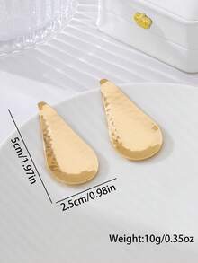 2pcs Fashionable Minimalist Exaggerated Asymmetrical Water Drop Earrings, Versatile Elegant Design Suitable For Women To Wear On Vacation - Gold Style 30 - View 2
