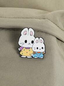 QIHOO 1 Peça Broche de Esmalte Fofo de Coelho Mãe e Bebê, Broches de Esmalte de Animal Kawaii, Distintivo de Lapela da Moda, Alfinete para Mochila, Roupas, Jóias, Bolsa, Imperdível, Presente de Formatura - Multicolorido - Visão 3