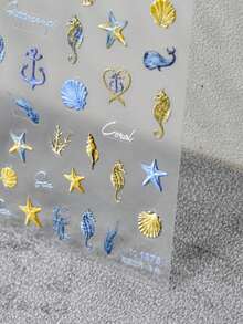 5D Embossed Relief Nail Art Stickers Underwater World Back Adhesive Cute Nail Stickers, Japanese-Style Nail 3D Decorations Stickers Manicure Decals DIY - Multicolor - View 4