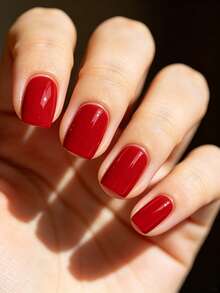 VV MEI JIA ER 24pcs Red Solid Color Short Square Press-On Nails, Includes Nail Glue, 12 Sizes Fit Wide Nail Beds & Small Hands, Comes With 1 Nail File & 1 Nail Tape, Manicure Supplies - Red - View 3