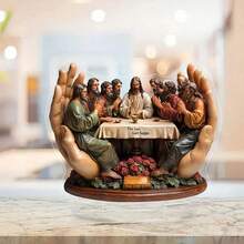1 Piece, Acrylic "Last Supper" Jesus And Disciples Desktop Ornament With Base, 2D Multifunctional Decorative Plaque Suitable For Home And Office, Suitable For Valentine's Day, Anniversary, New Year, Easter Decoration Ornament - Nhiều màu - Xem 6