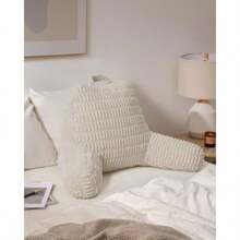 Almohada de lectura Blissful Diary almohada de respaldo con espuma de memoria desmenuzada para adultos y niños diseñada para sentarse en cama y sofá incluye brazos bolsillos y funda lavable - Blanco roto - Ver 8