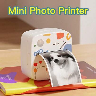 closeli Mini Portable Printer - Label Sticker Printer, Cartoon Pattern Printer, Can Print Photos, Notes And Ink-Free Labels, Image DIY Doodle Creation, Supports Black And White Printing - Compatible With IOS And Android Smartphones, Christmas Gift, Can Be Used For Scrapbooking, Diaries, Birthday Gifts, Halloween, Christmas, Carnival, Back To School Season, Daily Gifts, Etc.