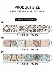 SUPSTICKER 1 Rollo de Pegatina para Escalón Estilo Boho, PVC Despegable y Adhesivo Removible, 7.09x41.81in, Para Escaleras, Gabinetes, Entrada y Pared - 1 pieza - Ver 12