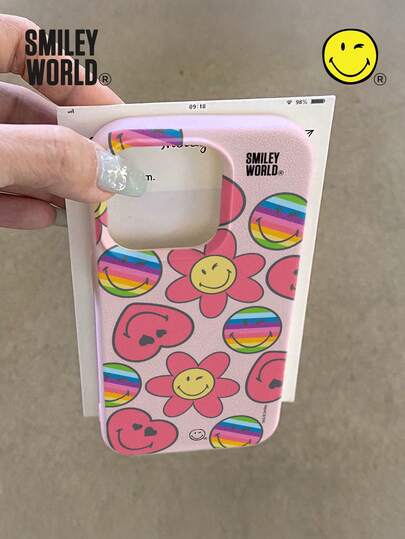 1 pieza Funda de teléfono de material TPU con absorción de impactos y cobertura total, con estampado de corazón floral a rayas de Smileyworld®, impresión UV, compatible con iPhone 17, 16, 15, 14, 13, 12, 11 Pro Max, adecuado para regalos de vacaciones, transporte, diseño de moda anti-caída