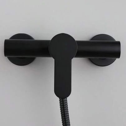 1 Juego de grifo de ducha de baño de 3 vías en negro mate moderno, grifo mezclador montado en la pared de acero inoxidable, resistente a la corrosión y el óxido, estilo clásico para bañera y lavabo