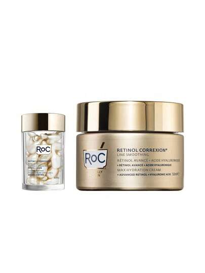 ROC [Bundle] Retinol Correxion Smoothing Night Serum Capsules 10.5 Ml + Smoothing Max Hydration Cream 50 Ml