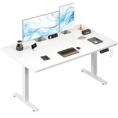  DEVOKO Electric Height-Adjustable Desk With USB Charging Ports 160x70cm Sit-Stand Desk With Dual Height Adjustment Featuring 2 Memory Smart Panels Home Office Desk With Quiet Motor Ergonomic Study Desk Beige