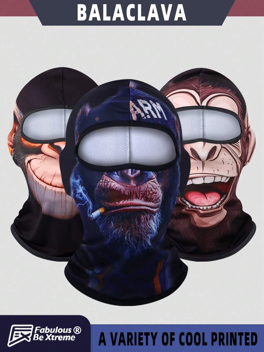1 pieza Máscara facial de ciclismo al aire libre con diseño de gorila divertido, forro de casco transpirable, cómodo y elástico para protección solar - Multicolor - Ver 1