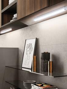 1pc 10/20/30/50cm USB Rechargeable Sensor Light Strip, Smart LED Motion Sensor Light Bar, Dimmable, Warm White & White Light, Magnetic Sticker Included - Multicolor - View 3
