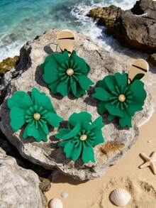 Betykuku Set de 4 piezas de pendientes y anillo con colgante de flores coloridas en estilo bohemio, regalo para mujeres y niñas, adecuado para la playa, vacaciones, uso casual y fiestas - Conjunto floral de tres piezas - Ver 14