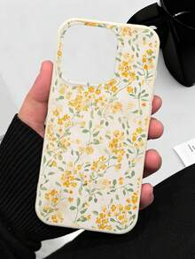 Fashionable, Popular, Personalized, Vintage Yellow Floral Pattern Design Theme Luxury Shockproof Aesthetic Cute Phone Case,Soft-Touch Ultimate Grip, Waterproof & Durable, Imitation Leather Texture, Full-Wrap Feel , Compatible With For IPhone 17/17Pro/17Pro Max, 16,15,14, 13, 12, 11 Plus/Pro Max And Series,Gift For Easter Day, Christmas Halloween Decoration/Gift For Birthday, Girlfriend, Boyfriend, Friend Or Yourself. - White - View 5
