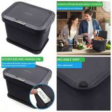 Compost Bin 5L - Kitchen Food Waste Caddy - Lid Opens With Push Button - Countertop Small Counter Trash Can - Odour Proof Container - Indoor Recycling Composter With Non Slip Base Charcoal - 木炭 - 查看 1