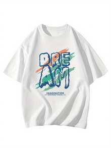 Camiseta de manga corta de algodón holgada para hombre con estampado de grafiti único, transpirable y cómoda, camiseta blanca de verano a la moda. - Blanco - Ver 1
