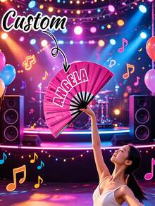 Custom Folding Fan,Custom Large Folding Hand Fan Men/Women Rave Fan, YASSS Fan, Concert Merch, Kung Fu Tai Chi Hand Fan Black Vintage Foldable Hand Fans For Dancing, Festival, Gift, Home Decorations, Perfect Accessory For Bachelorette Party, Bachelorette Party Wedding Bridal Shower Decoration - Multicolor - View 4