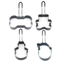 4pcs Omelette Maker Mold, Nonstick Folding Handle Omelette Pan, Thickened Kitchen Tool For Easy Egg Cooking - Black - View 6