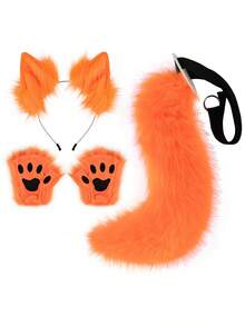 Bộ phụ kiện hóa trang cáo 3 món: Băng đô tai sói giả, đuôi, bọc chân, đạo cụ hóa trang Halloween. - A - Xem 16
