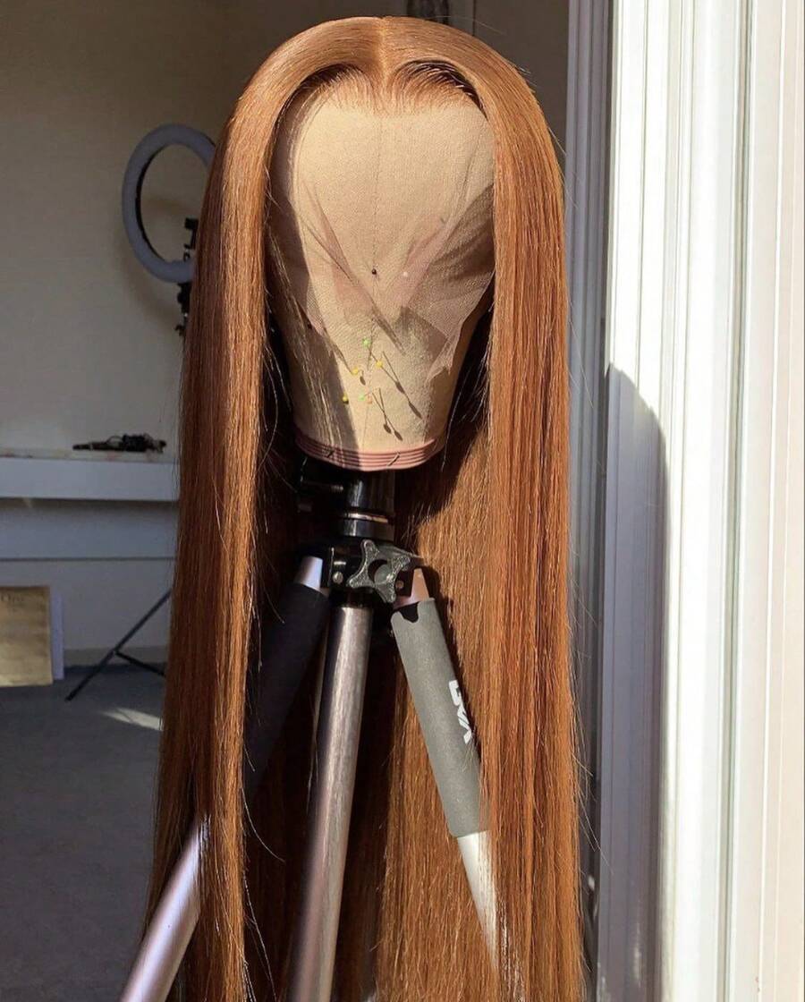 bling hair 13x4 Human Hair Wig In Chocolate Brown – 12A Quality, Straight, Untreated, HD Transparent – Lace Front Wig For Women (180% Density) – Pre-Plucked Hairline, Dyed Brown, Soft And Silky - màu nâu - Xem 1