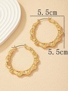 1pair Fashionable Bamboo Joint Hollow Out Earrings - Vàng 5 - Xem 5