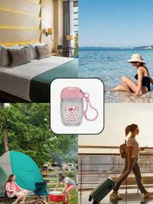 1 chai rỗng trong suốt 30ml đựng dung dịch sát khuẩn tay, in chữ cái A-Z và họa tiết nơ, có móc treo tiện lợi, nắp bật màu trắng, có thể tái sử dụng, thích hợp làm quà sinh nhật, quà Ngày của Mẹ, quà tựu trường. - Nhiều màu - Xem 9