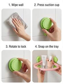 Vibrant Macaron Color Suction Cup Large Capacity Storage Rack, Strong Load-Bearing Capacity To Prevent Items From Falling, Fashionable Minimalist Bathroom Shelf, Suitable For Renters And Professional Organizers, Durable Anti-Rust Shower Caddy, Applicable For Bathroom Cabinet, Bathroom Decor, Bathroom Essentials - Multicolor - View 9
