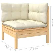 vidaXL 7-Tlg. Garten-Lounge-Set Mit Creme Kissen Massivholz Kiefer - Bianco - Visualizzare 6
