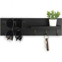 Rak Organizer Kunci Gantung Dinding, Rak Penyimpanan Dekoratif untuk Pintu Masuk dengan Kait untuk Menggantung Kunci, Tali Anjing, Kacamata Hitam, dll., Desain 3 Kait Menjaga Barang Tetap Rapi dan Memperindah Dekorasi Rumah - View 7