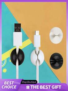 3/5/10pcs Cable Organizer Set, Desktop Cable Management Holder, Hidden Smartphone Charging Dock, Suitable For Bedside, Kitchen And Office, Multifunctional PP Material Desktop & Car Cable Organizer - Multicolor - View 7
