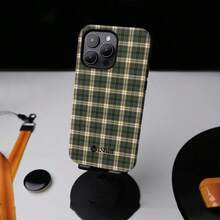 Retro Design With Contrasting Plaid Pattern Phone Case Compatible With For Iphone 17, 16PM, 15Promax, 11Pro, 12MINI, 13Plus, 78 SE, And XS XR, Featuring A 2-In-1 Glossy End - Black - View 3