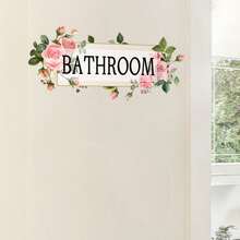 1pc English Floral Sticker, Home Wall Decor,Waterproof Decal Stickers,PVC Stickers,Easy To Paste And Remove,For Home Decoration,Bathroom Decoration,Room Stuff,Living Room Decor. - Multicolor - View 2