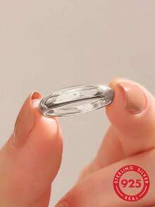 1 pieza Anillo de flor de plata de ley 925 con diseño floral minimalista en rosa, regalo de joyería elegante para mujeres y niñas, adecuado para citas - Plateado - Ver 1