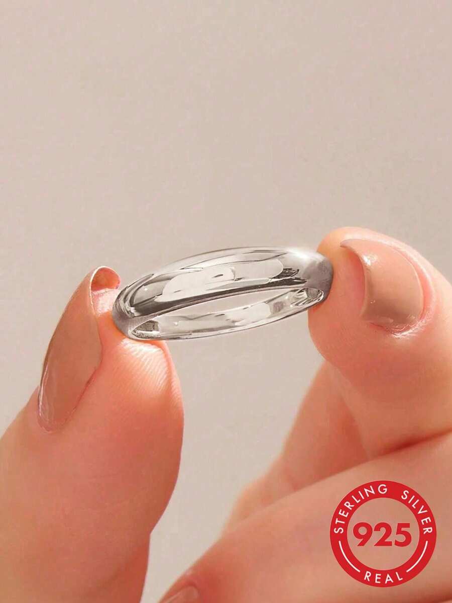 1 pieza Anillo de flor de plata de ley 925 con diseño floral minimalista en rosa, regalo de joyería elegante para mujeres y niñas, adecuado para citas - Plateado - Ver 1