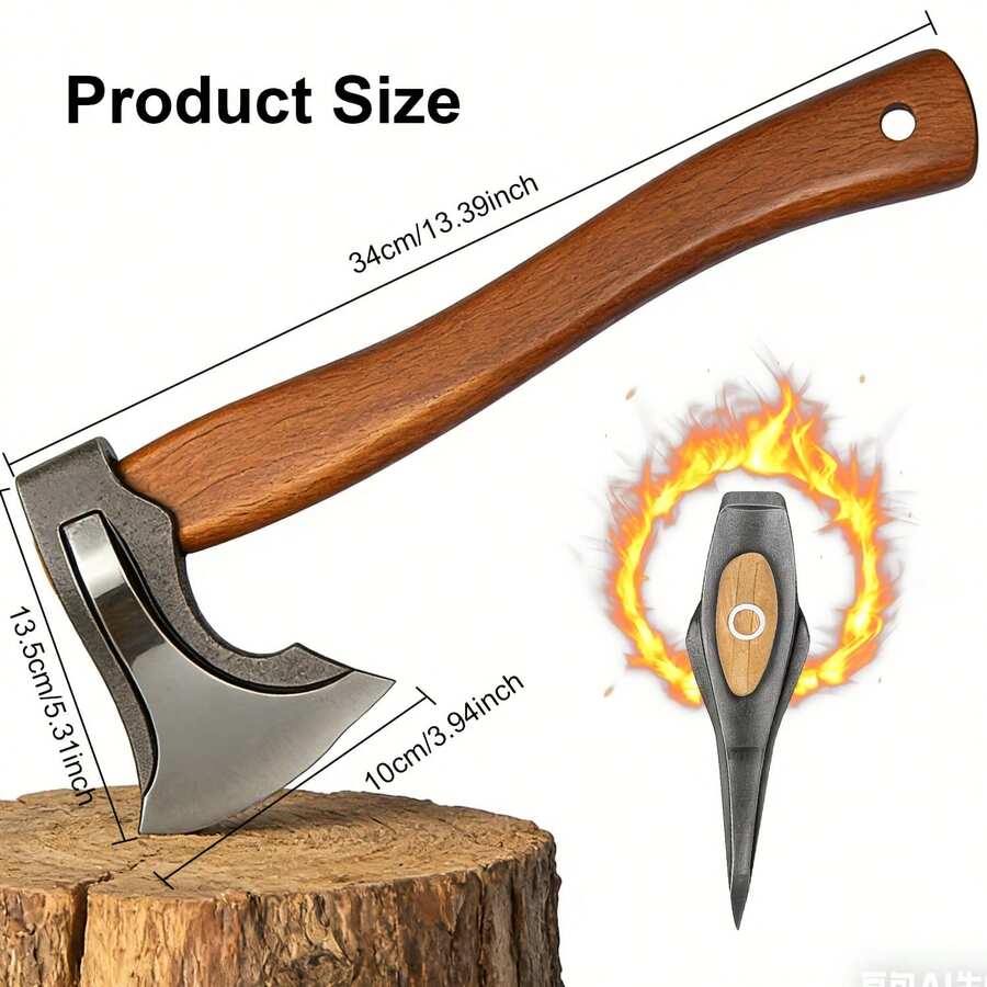1pc Tactical Multi-Tool Axe, Portable Outdoor Camping Axe, Metal Survival Tool Axe For Outdoor Camping And Daily Tasks, Logging Axe, Hand-Forged High-Carbon Steel Axe For Outdoor Tree Felling, Wood Chopping Tool. - Một chiếc rìu ngoài trời - Xem 1