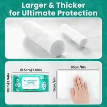 3-Pack (150 Wipes) – Large Flushable Adult Wipes – 8.27" X 5.7" – Soft, Gentle, Fragrance-Free, PH-Balanced Non-Woven Toilet Wipes – XL - 3P - 查看 8