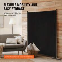 Room Divider, Single Panel Room Divider, 6FT Privacy Screen Indoor, Partition Divider For Room Separation, Freestanding Room Divider Panel For Office, Bedroom, Black - 6FT - View 5