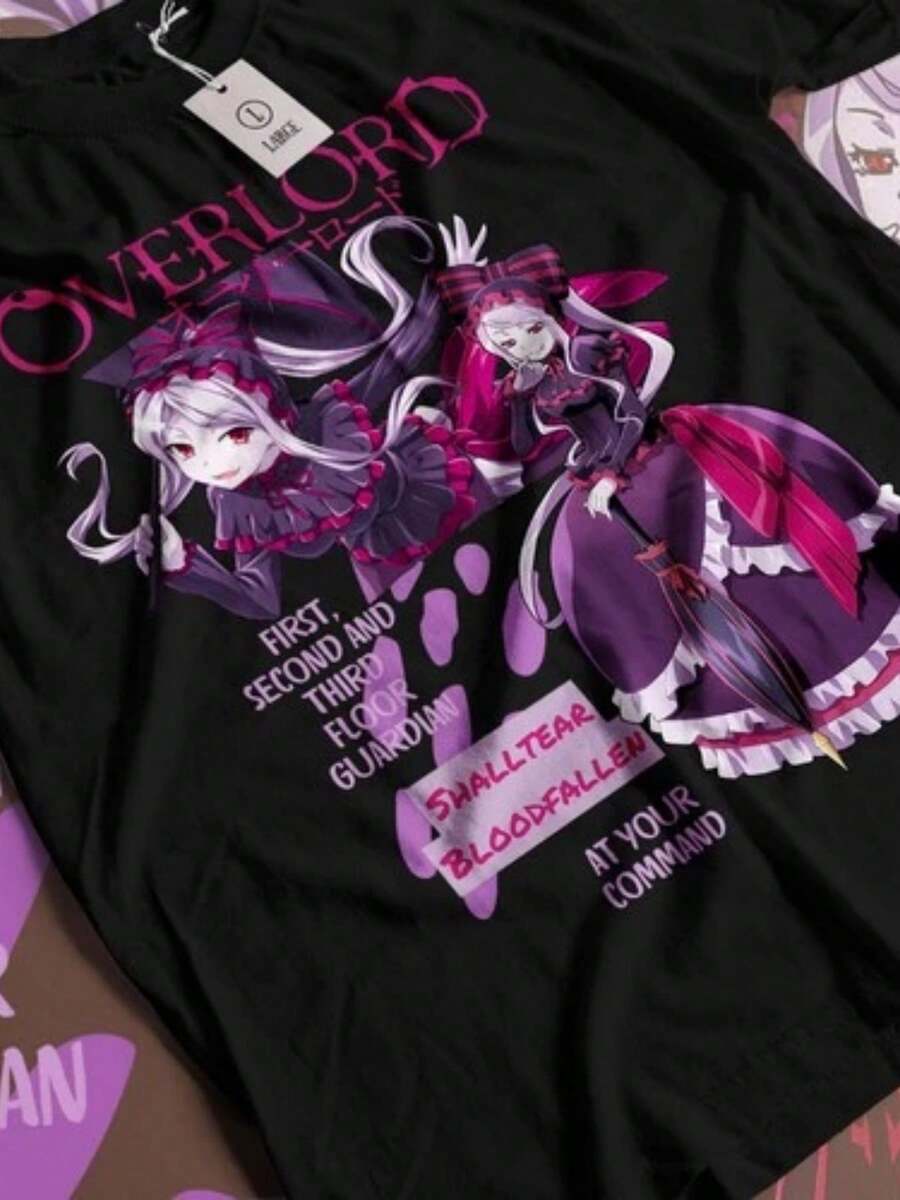 Overlord T-Shirt Shalltear Bloodfallen Shirt Albedo Ainz Ooal Gown Tshirt Anime - màu đen - Xem 1