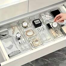 18pcs Transparent Tray/Storage Box Set, 7 Sizes Trays, Multi-Purpose, For Storing Cosmetics, Small Tools, Tableware, Suitable For Vanity, Kitchen, Office Drawers, Bedroom, Fits Various Scenarios - Clear - View 4