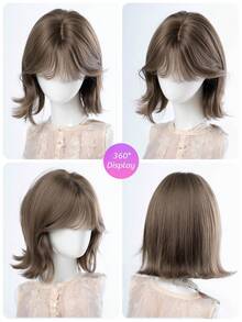 alicegarden 12-Inch Synthetic Short Wavy Bob Wig, Presenting A Natural Curly Hairstyle In Alluring Dark Brown. Designed With Bangs, Made Of Heat-Resistant Fiber For Durability. This Wig Is Ideal For Everyday Wear, With A Natural And Realistic Appearance Mimicking Real Hair. Also A Perfect Gift For Ladies. - Dark Brown - View 8