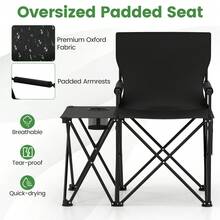 Oversized Camping Chair W/Side Table 2 Storage Pockets Cup Holder For Fishing - Black - View 10